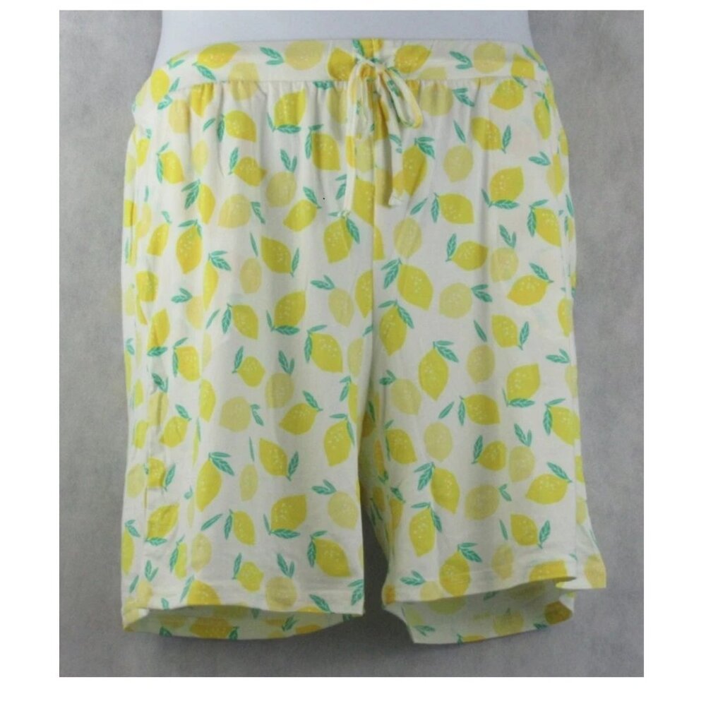 Muk Luks Women's 3-Piece Tank Top Shorts & Robe Pajama Set, Yellow Lemon, Medium - Picture 5 of 6